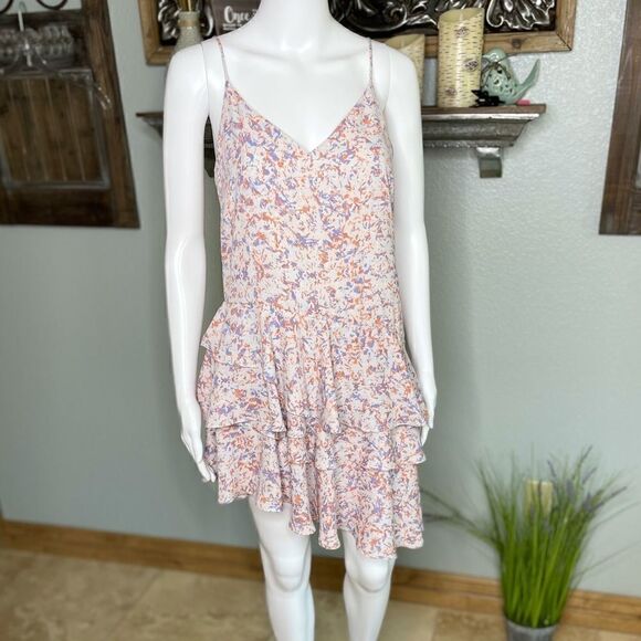 Prose and Poetry Asymmetrical Chiffon Ruffle Floral Spaghetti Strap Dress - Picture 16 of 16